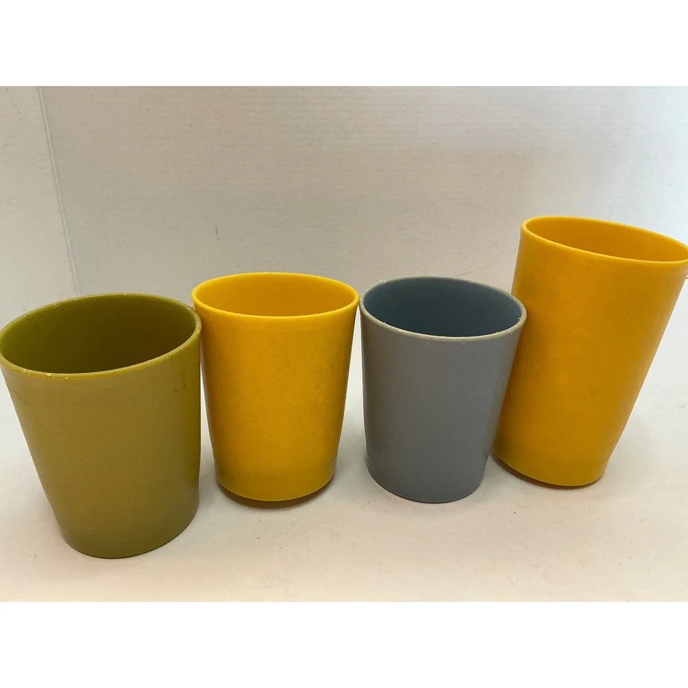 Tupperware Vintage Tumblers Cups Set of 4 Harvest Gold Green Blue Y2K Retro